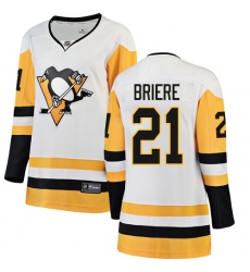 Women's Pittsburgh Penguins #21 Michel Briere Authentic White Away Fanatics Branded Breakaway NHL Jersey
