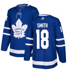 Youth Adidas Toronto Maple Leafs #18 Ben Smith Authentic Royal Blue Home NHL Jersey