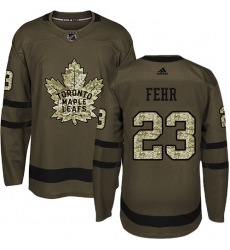 Men's Adidas Toronto Maple Leafs #23 Eric Fehr Authentic Green Salute to Service NHL Jersey