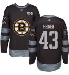 Men's Adidas Boston Bruins #43 Danton Heinen Authentic Black 1917-2017 100th Anniversary NHL Jersey