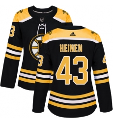 Women's Adidas Boston Bruins #43 Danton Heinen Authentic Black Home NHL Jersey