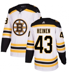 Women's Adidas Boston Bruins #43 Danton Heinen Authentic White Away NHL Jersey