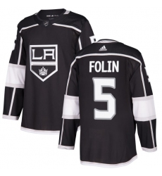 Men's Adidas Los Angeles Kings #5 Christian Folin Authentic Black Home NHL Jersey