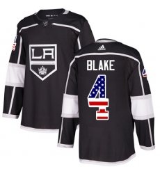 Men's Adidas Los Angeles Kings #4 Rob Blake Authentic Black USA Flag Fashion NHL Jersey