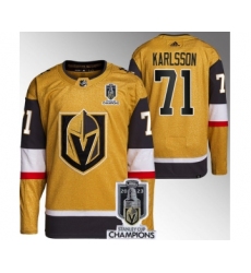 Men's Vegas Golden Knights #71 William Karlsson Gold 2023 Stanley Cup Champions Stitched Jersey