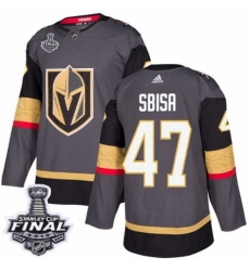 Men's Adidas Vegas Golden Knights #47 Luca Sbisa Premier Gray Home 2018 Stanley Cup Final NHL Jersey