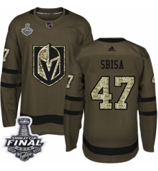 Youth Adidas Vegas Golden Knights #47 Luca Sbisa Authentic Green Salute to Service 2018 Stanley Cup Final NHL Jersey