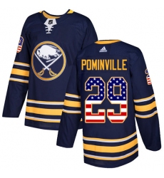 Men's Adidas Buffalo Sabres #29 Jason Pominville Authentic Navy Blue USA Flag Fashion NHL Jersey
