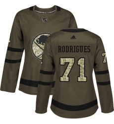 Women's Adidas Buffalo Sabres #71 Evan Rodrigues Authentic Green Salute to Service NHL Jersey