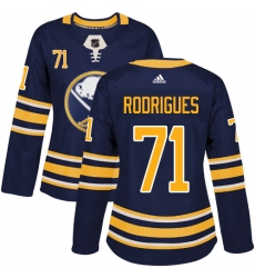 Women's Adidas Buffalo Sabres #71 Evan Rodrigues Authentic Navy Blue Home NHL Jersey