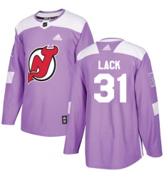 Men's Adidas New Jersey Devils #31 Eddie Lack Authentic Purple Fights Cancer Practice NHL Jersey