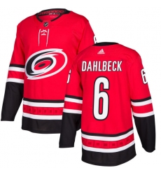 Men's Adidas Carolina Hurricanes #6 Klas Dahlbeck Premier Red Home NHL Jersey
