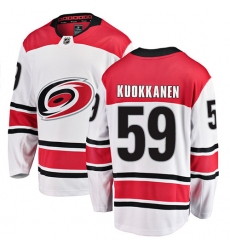 Youth Carolina Hurricanes #59 Janne Kuokkanen Fanatics Branded White Away Breakaway NHL Jersey