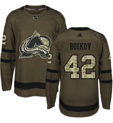 Men's Adidas Colorado Avalanche #42 Sergei Boikov Authentic Green Salute to Service NHL Jersey