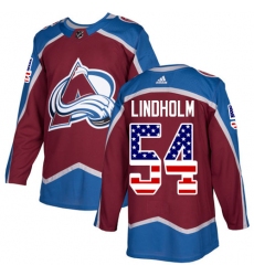 Men's Adidas Colorado Avalanche #54 Anton Lindholm Authentic Burgundy Red USA Flag Fashion NHL Jersey