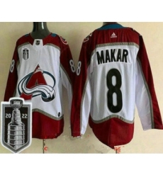 Men's Colorado Avalanche #8 Cale Makar White 2022 Stanley Cup Stitched Jersey