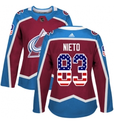 Women's Adidas Colorado Avalanche #83 Matt Nieto Authentic Burgundy Red USA Flag Fashion NHL Jersey