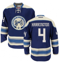 Youth Reebok Columbus Blue Jackets #4 Scott Harrington Authentic Navy Blue Third NHL Jersey