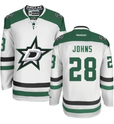 Youth Reebok Dallas Stars #28 Stephen Johns Authentic White Away NHL Jersey