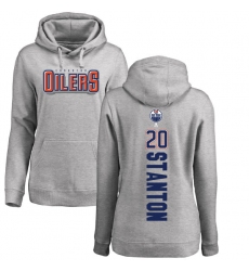 NHL Women's Adidas Edmonton Oilers #20 Ryan Stanton Ash Backer Pullover Hoodie