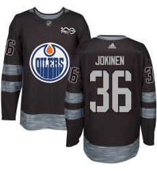 Men's Adidas Edmonton Oilers #36 Jussi Jokinen Authentic Black 1917-2017 100th Anniversary NHL Jersey