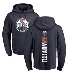 NHL Adidas Edmonton Oilers #81 Yohann Auvitu Navy Blue Backer Pullover Hoodie
