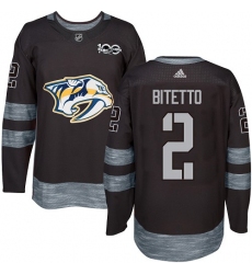 Men's Adidas Nashville Predators #2 Anthony Bitetto Authentic Black 1917-2017 100th Anniversary NHL Jersey