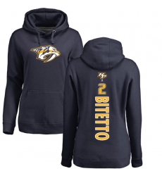 NHL Women's Adidas Nashville Predators #2 Anthony Bitetto Navy Blue Backer Pullover Hoodie
