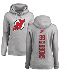 NHL Women's Adidas New Jersey Devils #39 Brian Gibbons Ash Backer Pullover Hoodie