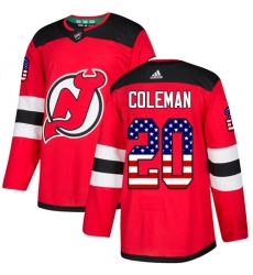 Youth Adidas New Jersey Devils #20 Blake Coleman Authentic Red USA Flag Fashion NHL Jersey