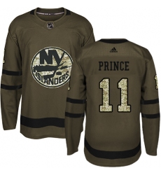 Youth Adidas New York Islanders #11 Shane Prince Premier Green Salute to Service NHL Jersey