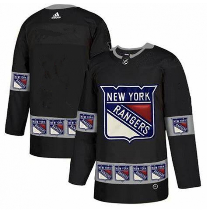 Men's New York Rangers Black Blank Team Logos Fashion Adidas Jersey