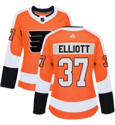 Women's Adidas Philadelphia Flyers #37 Brian Elliott Authentic Orange Home NHL Jersey
