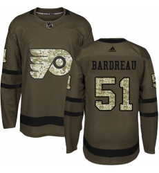 Men's Adidas Philadelphia Flyers #51 Cole Bardreau Authentic Green Salute to Service NHL Jersey