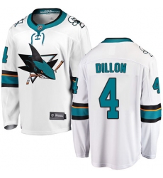 Men's San Jose Sharks #4 Brenden Dillon Fanatics Branded White Away Breakaway NHL Jersey