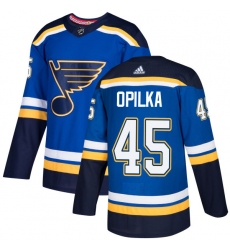 Men's Adidas St. Louis Blues #45 Luke Opilka Authentic Royal Blue Home NHL Jersey