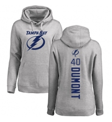 NHL Women's Adidas Tampa Bay Lightning #40 Gabriel Dumont Ash Backer Pullover Hoodie