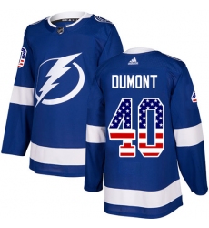 Youth Adidas Tampa Bay Lightning #40 Gabriel Dumont Authentic Blue USA Flag Fashion NHL Jersey