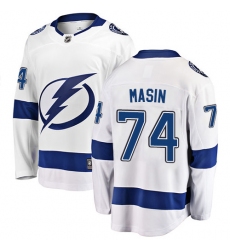 Men's Tampa Bay Lightning #74 Dominik Masin Fanatics Branded White Away Breakaway NHL Jersey