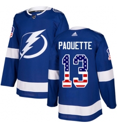 Men's Adidas Tampa Bay Lightning #13 Cedric Paquette Authentic Blue USA Flag Fashion NHL Jersey