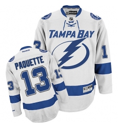 Women's Reebok Tampa Bay Lightning #13 Cedric Paquette Authentic White Away NHL Jersey