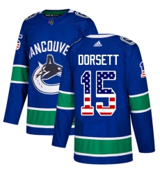 Men's Adidas Vancouver Canucks #15 Derek Dorsett Authentic Blue USA Flag Fashion NHL Jersey