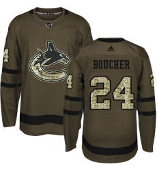 Men's Adidas Vancouver Canucks #24 Reid Boucher Premier Green Salute to Service NHL Jersey