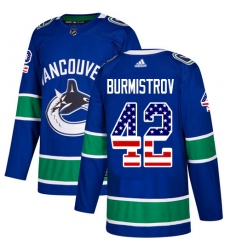 Men's Adidas Vancouver Canucks #42 Alex Burmistrov Authentic Blue USA Flag Fashion NHL Jersey