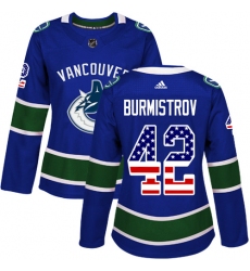 Women's Adidas Vancouver Canucks #42 Alex Burmistrov Authentic Blue USA Flag Fashion NHL Jersey