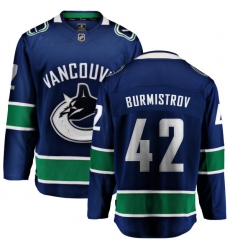 Youth Vancouver Canucks #42 Alex Burmistrov Fanatics Branded Blue Home Breakaway NHL Jersey