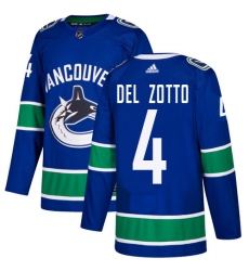 Men's Adidas Vancouver Canucks #4 Michael Del Zotto Authentic Blue Home NHL Jersey