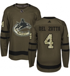 Youth Adidas Vancouver Canucks #4 Michael Del Zotto Authentic Green Salute to Service NHL Jersey