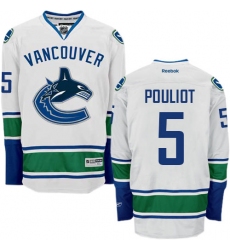 Men's Reebok Vancouver Canucks #5 Derrick Pouliot Authentic White Away NHL Jersey