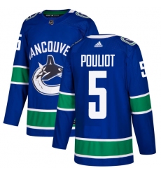 Youth Adidas Vancouver Canucks #5 Derrick Pouliot Premier Blue Home NHL Jersey